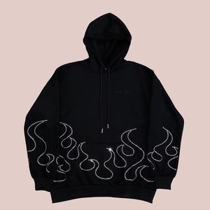 COPY - Roz Ave Rhinestone Flame Hoodie - Size XL